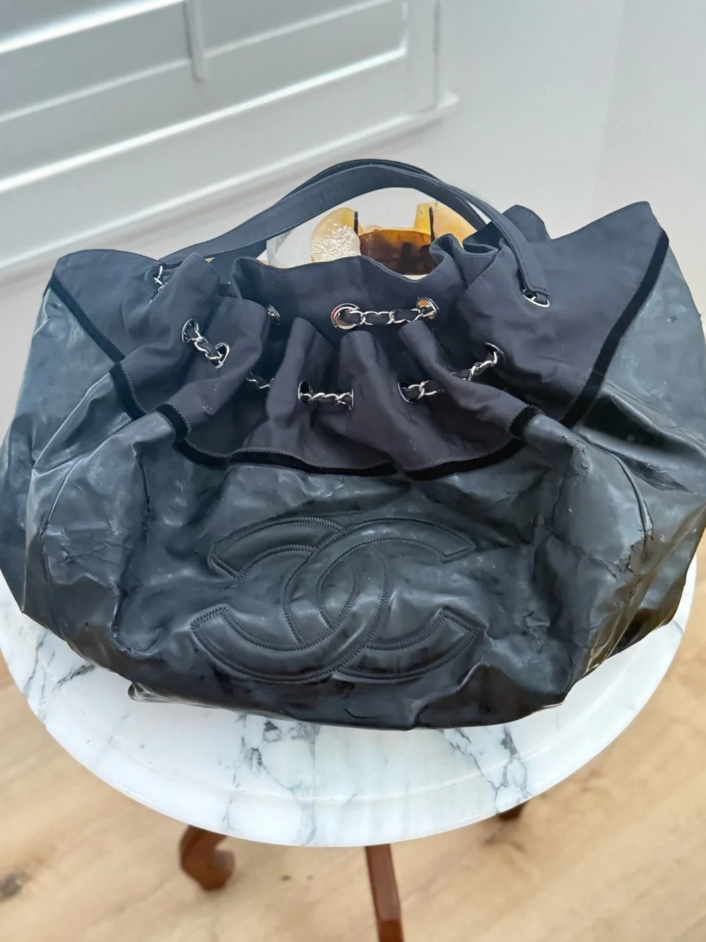 Chanel Black Patent Spirit XL Hobo - Picture 4 of 12